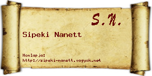 Sipeki Nanett névjegykártya